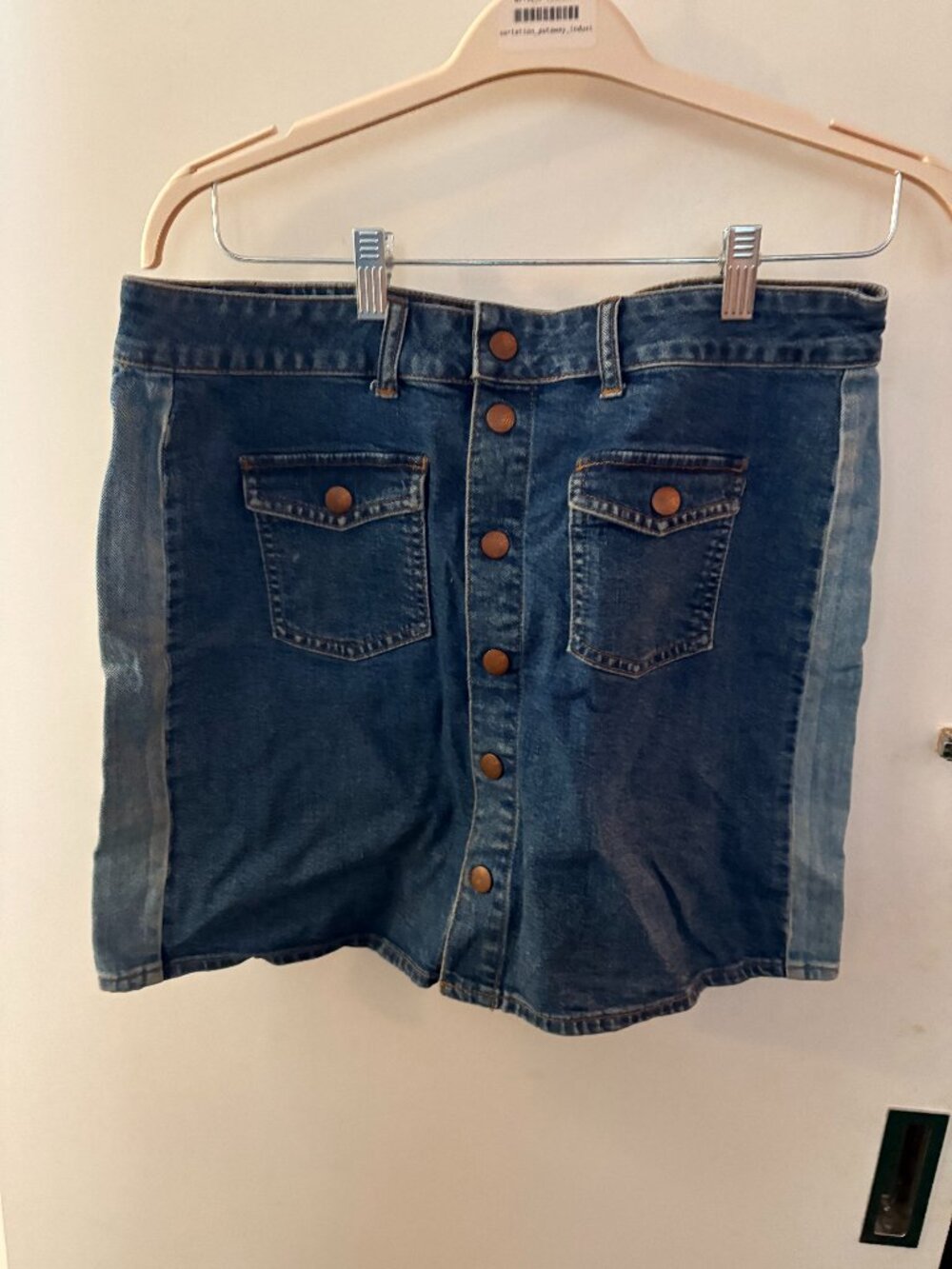 Madewell Two-Tone Denim Mini Skirt Button Front Size 30